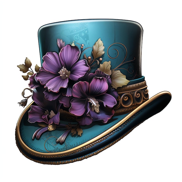 Photo beautiful purple victorian bowler hat from the early 20th century clipart illustration