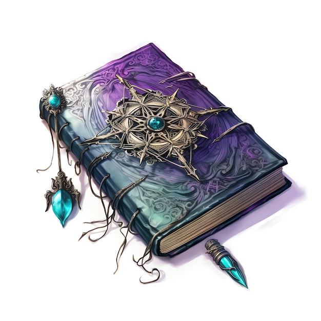 Photo beautiful purple witch's grimoire clipart illustration