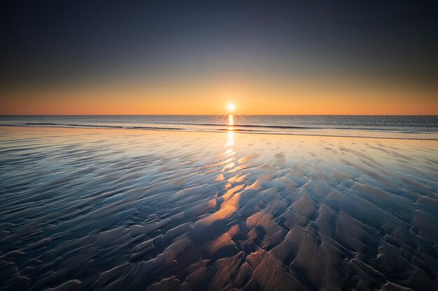 beautiful quiet sunset on sea coast