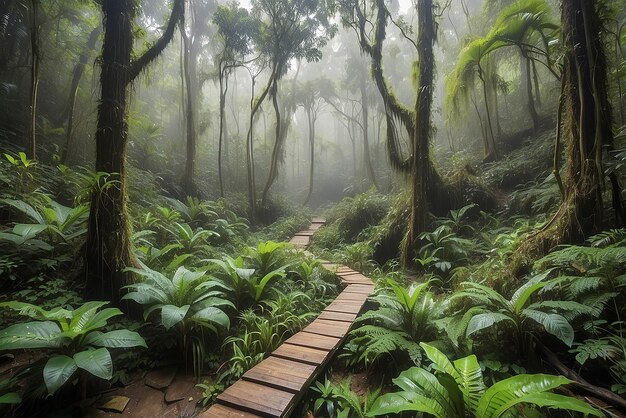 Photo beautiful rain forest at ang ka nature trail in doi inthanon national park thailand