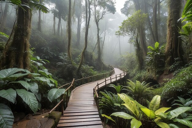 Photo beautiful rain forest at ang ka nature trail in doi inthanon national park thailand