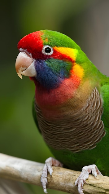 Photo beautiful rainbow lorikeet also known as trichoglossus haematodus observed closely vertical mobile w