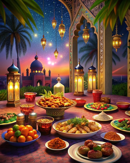 Beautiful Ramadan Kareem Food Background