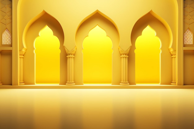 Beautiful ramadan kareem yellow shiny religious background