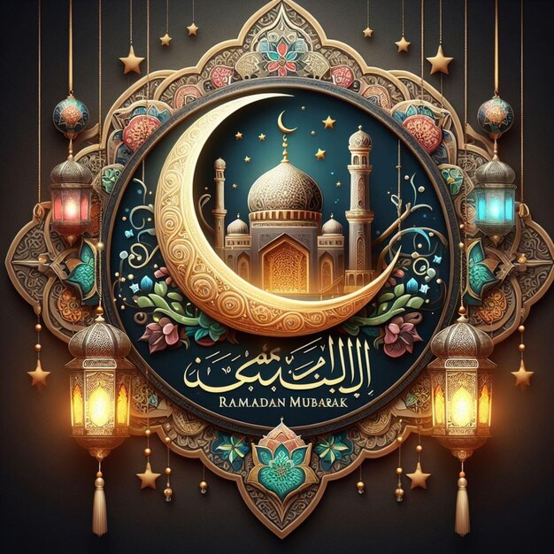 a beautiful Ramadan Mubarak greeting card