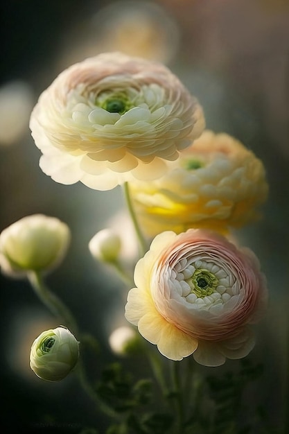 Красивые цветы ранункулюса крупным планом