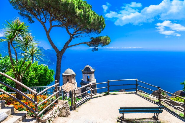 Beautiful ravello village, view with church.