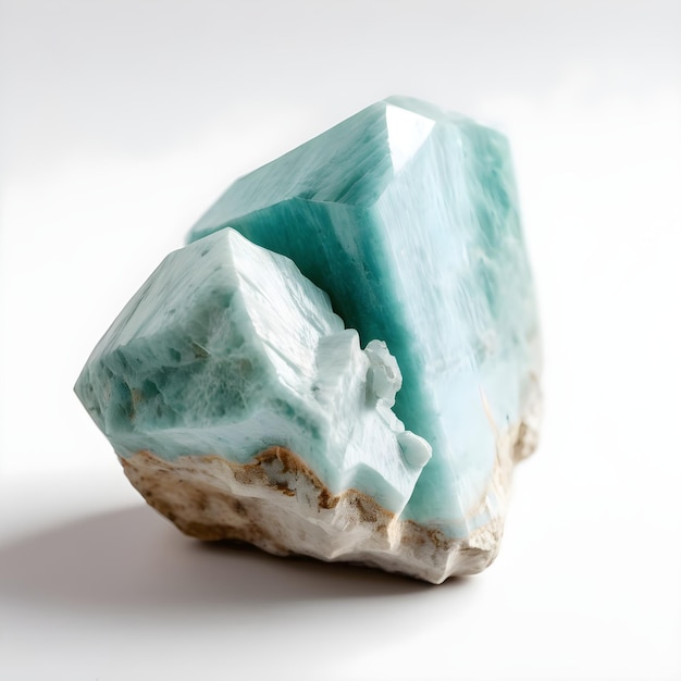 Beautiful raw amazonite stone white background