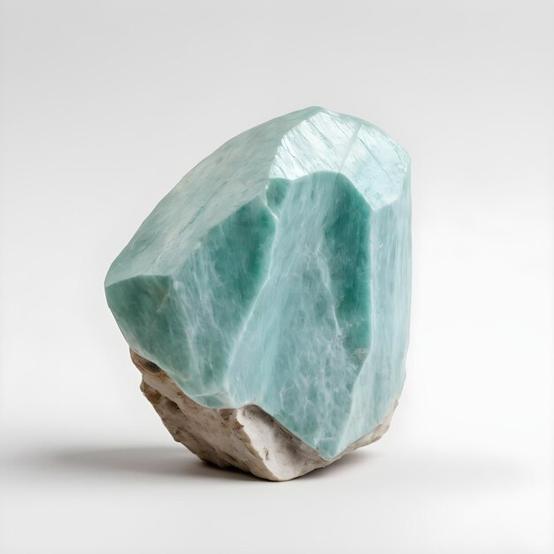 Photo beautiful raw amazonite stone white background