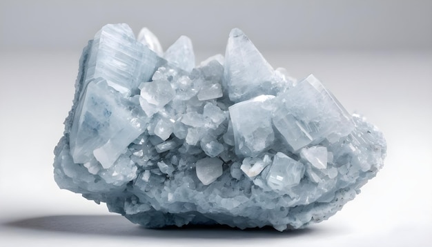 Beautiful raw Celestite crystal white background