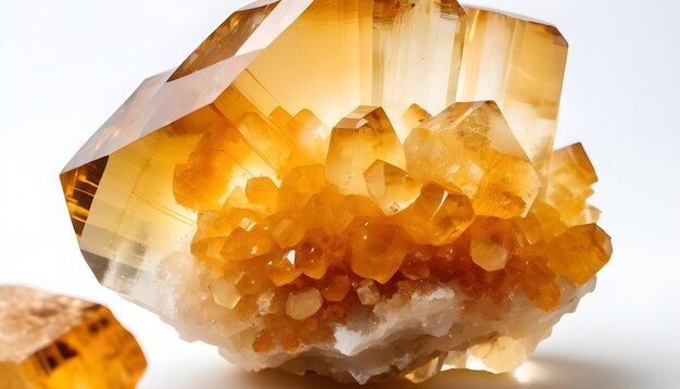 Beautiful raw Citrine crystal white background