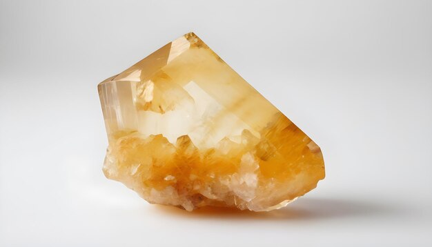 Photo beautiful raw citrine crystal white background