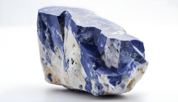 Beautiful raw sodalite stone white background