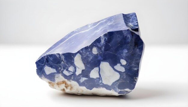 Beautiful raw sodalite stone white background