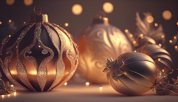 Beautiful realistic Christmas background with bokeh Generative AI