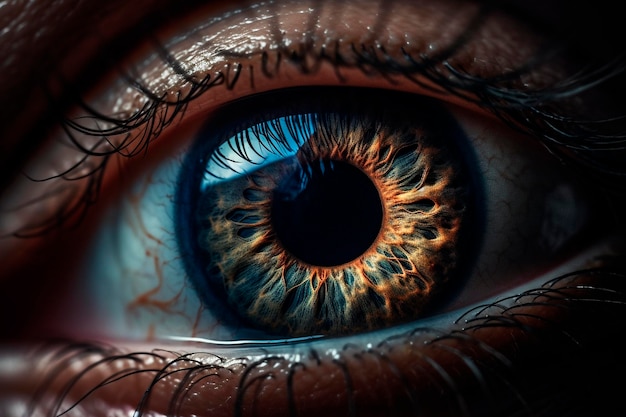 A beautiful realistic closeup of a human eye captured with extreme zoom generative ai