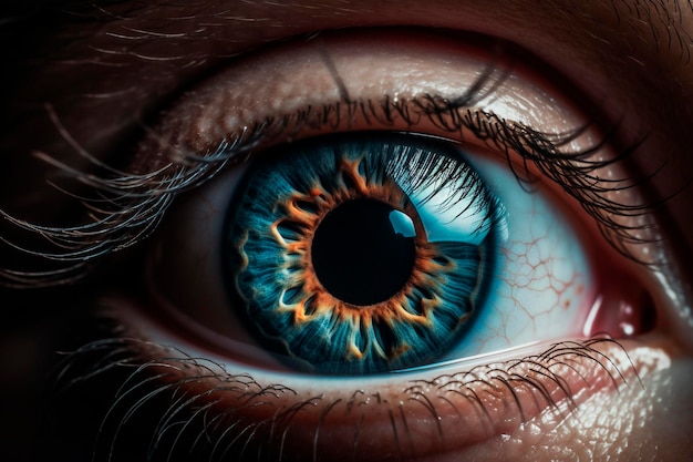 A beautiful realistic closeup of a human eye captured with extreme zoom generative ai