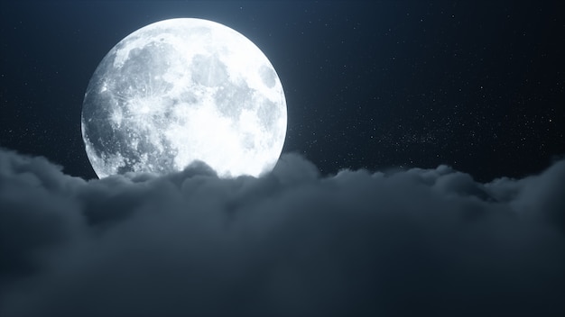 Beautiful realistic clouds with full moon