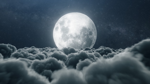 Beautiful realistic clouds with full moon