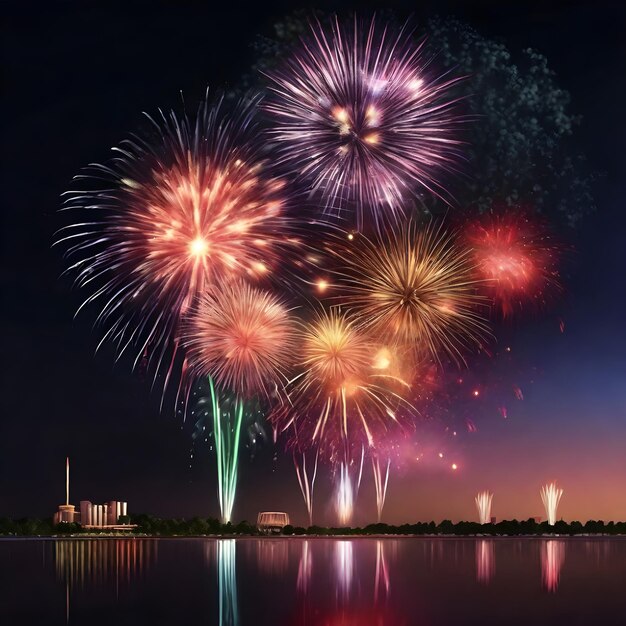 美しい現実的な花火の祝賀の背景