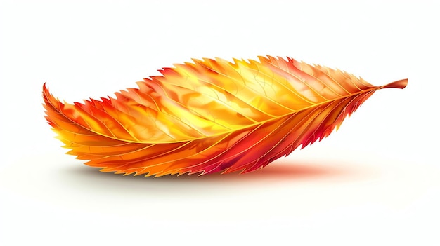 A beautiful realistic illustration of a single autumn leaf The leaf is a vibrant orange color with veins that are a deeper shade of orange