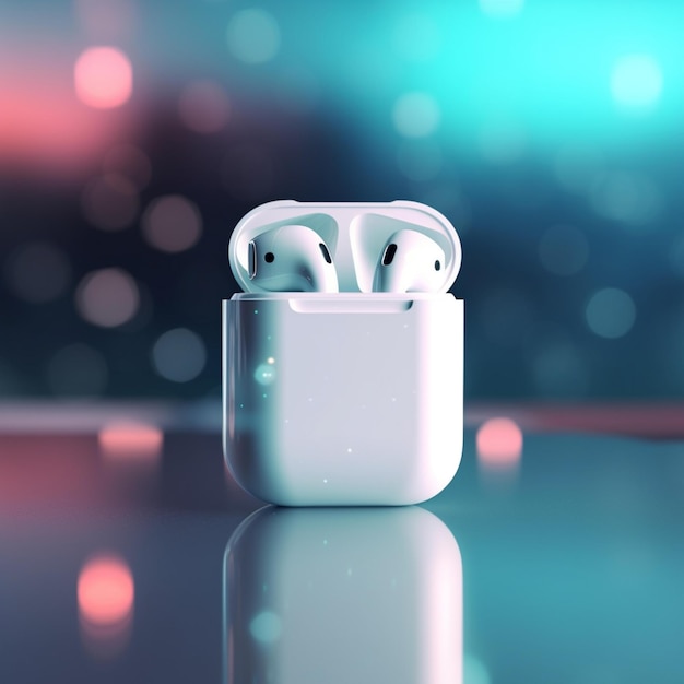 Photo beautiful and realistic wireless earphones