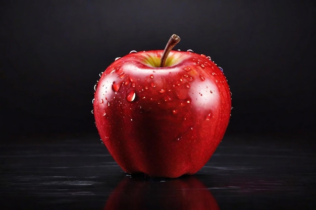Beautiful red apple on a black background Ai generated