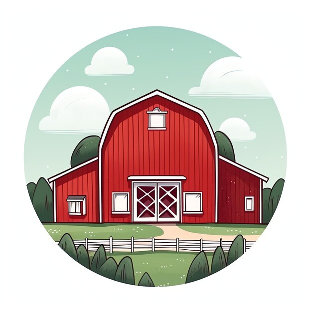 Photo beautiful red barn watercolor clipart illustration