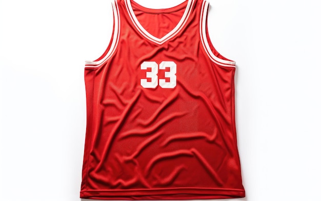 Foto una bellissima maglia di basket rossa isolata su uno sfondo bianco