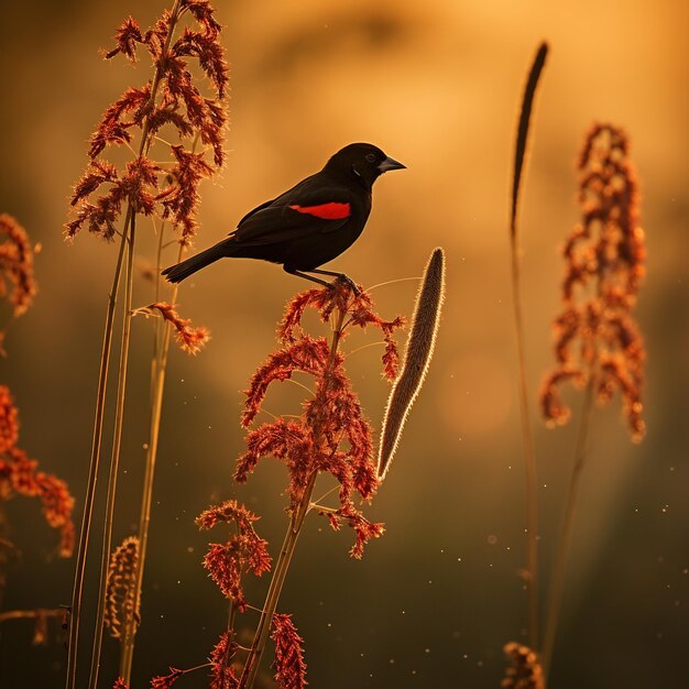 beautiful red and black bird