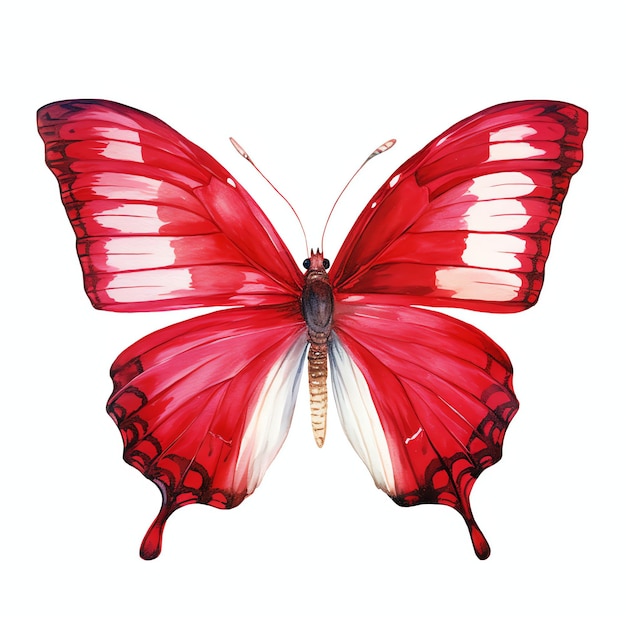 Premium Photo | Beautiful red butterfly clipart illustration