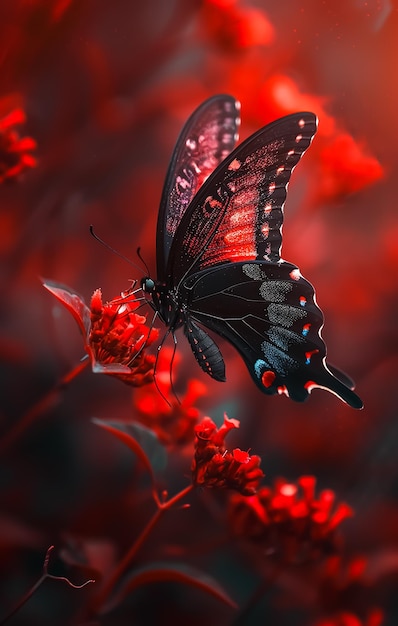 Beautiful red butterfly fantasy world colorful nature perfect wings