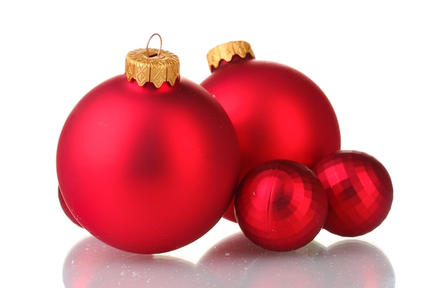 Beautiful red Christmas balls isolated 