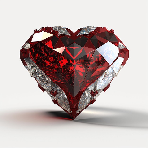 Beautiful red color diamond stone white background AI Generated image