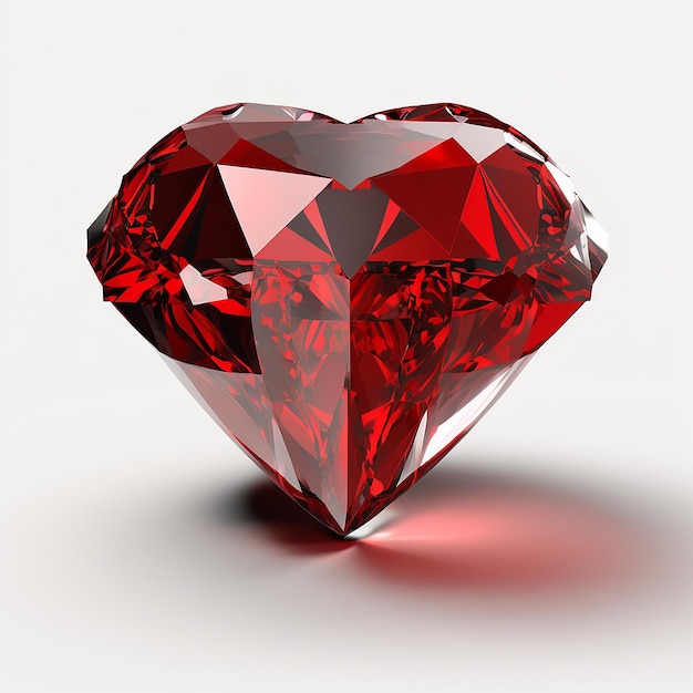 Beautiful red color diamond stone white background AI Generated image