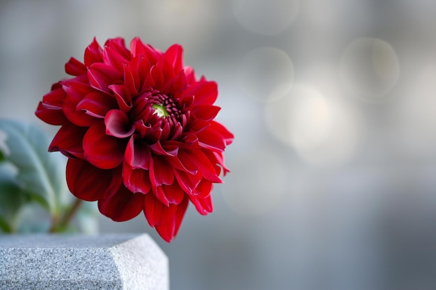 Beautiful red dahlia flower with bokeh background