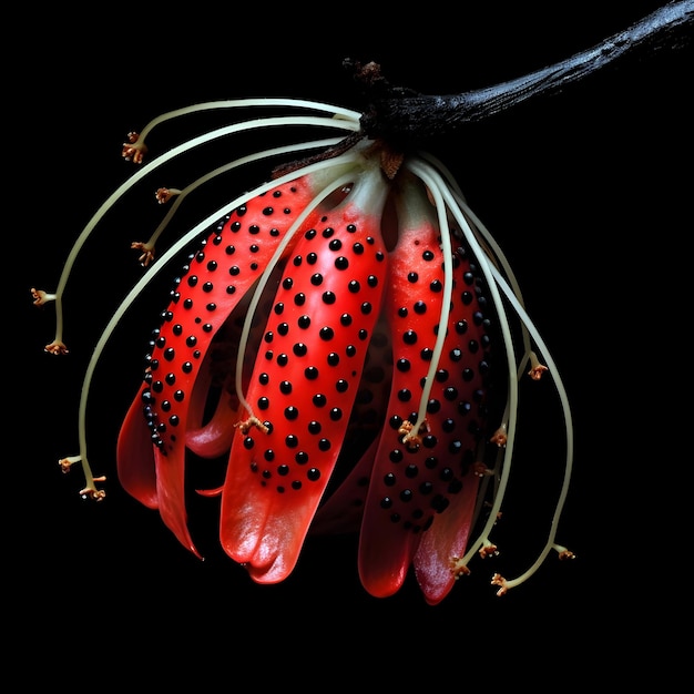 Beautiful red flower against black background