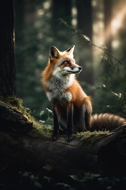 beautiful red fox in wild cinematic effect Generative AI
