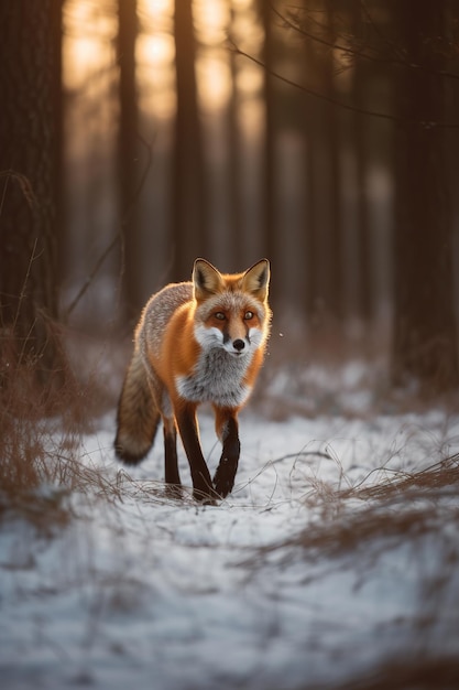 beautiful red fox in wild cinematic effect Generative AI