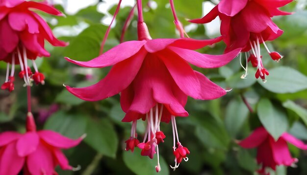 美しい赤いフキシアの花