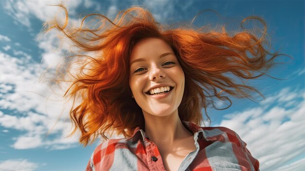  Premium Photo | Beautiful red hair girl smiling on the beach with the ...