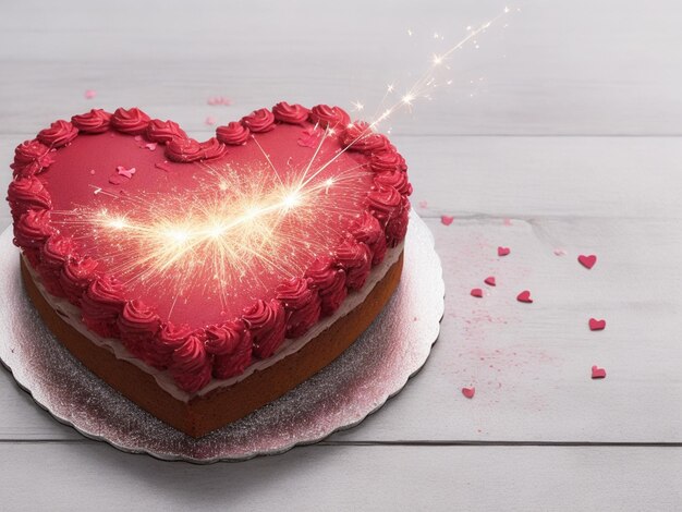 Foto bella torta di cuore rosso il giorno di san valentino