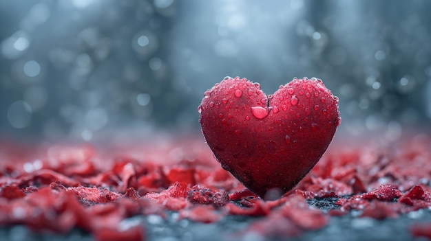 写真 美しい赤い愛のハート 背景の壁紙 輝くバレンタインのコンセプト ジェネレーティブ・アイ