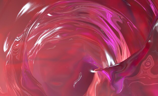 Beautiful red liquid abstract background with metallic glitter and light refractions. 3D illustration, 3D rendering.