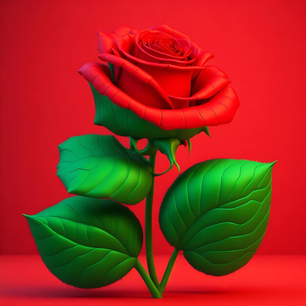 Красивая красная роза на красочном фоне Красная роза с зеленым прыжком Generative Ai