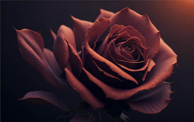 Beautiful red rose on a dark background Closeup