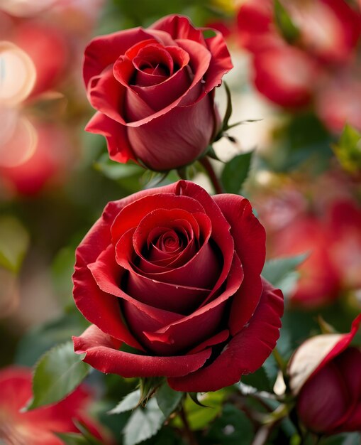 Photo beautiful red rose flower with charming light