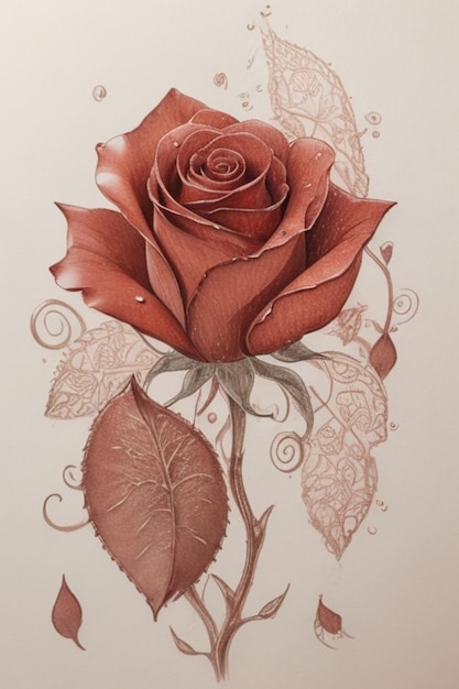 Beautiful red rose illustration