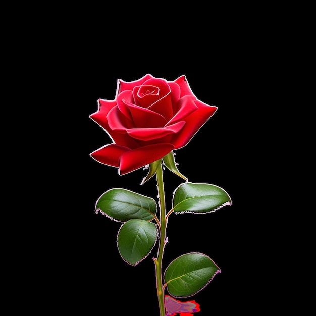 A beautiful red rose isolated on transparent background