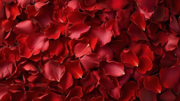 Beautiful red rose petals as background top view